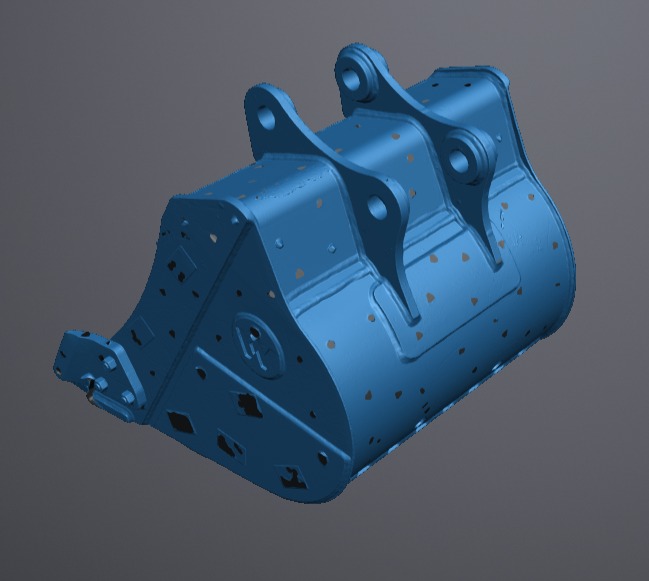 Heavy equipment component captured for scanning